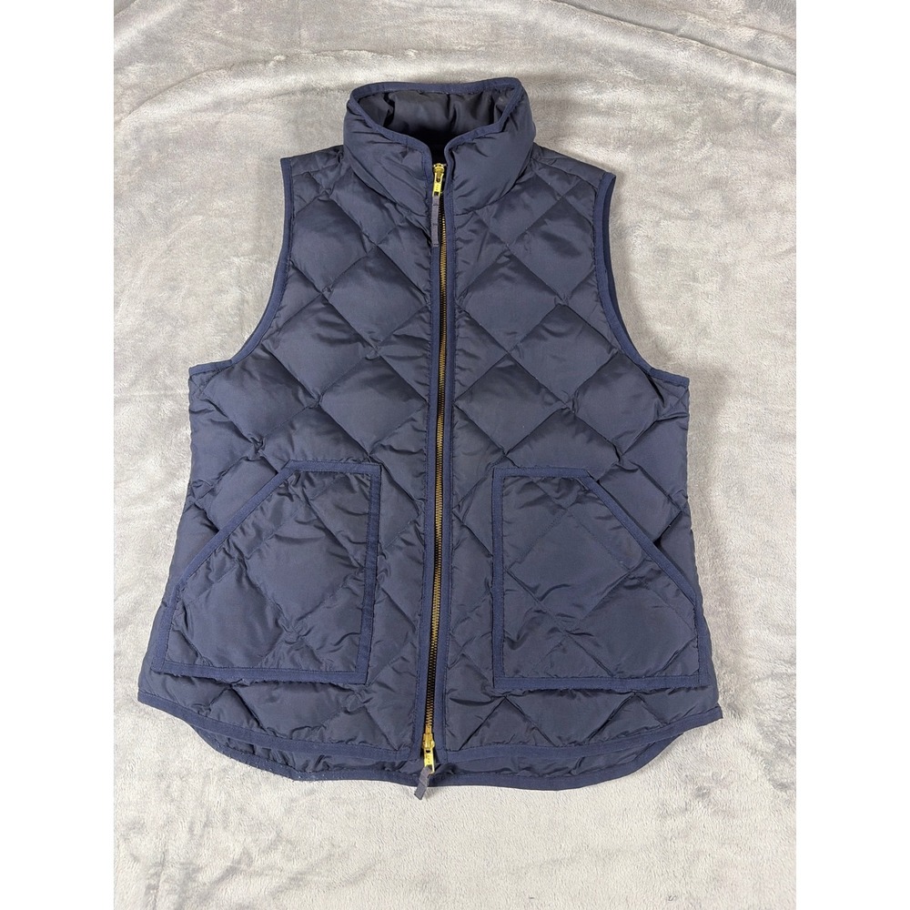 J.Crew Navy Blue Diamond Quilted Excursion Down Puffer Vest Womens Medium 49194